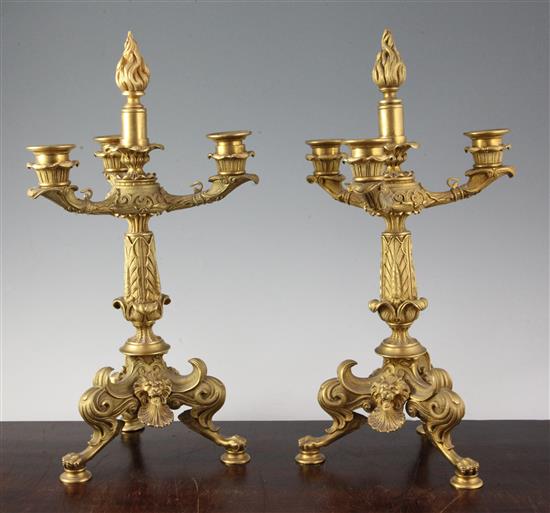 A pair of 19th century French ormolu candelabra, H.15in.